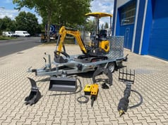 2026 Berger Kraus BK1000JSR mini excavator on trailer with attachments