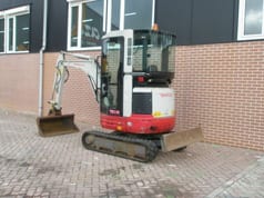2012 Takeuchi TB23R mini excavator, front three-quarter view