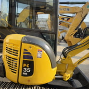 Komatsu PC35MR-2 mini excavator side view
