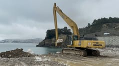 2023 Galen Komatsu 450 LC demolition excavator, rear three-quarter view