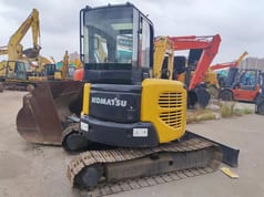 2017 Komatsu PC40MR mini excavator, front three-quarter view
