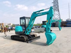 2019 Kobelco SK55SR mini excavator, three-quarter view