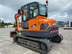 2021 Doosan DX85R crawler excavator, rear three-quarter view
