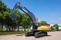 2026 Hyundai HX375L crawler excavator, side profile view