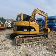 2021 Caterpillar 308C CR mini excavator, rear three-quarter view