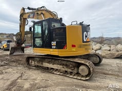2018 Caterpillar 325FL crawler excavator, rear three-quarter view