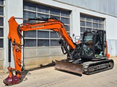 2023 Hitachi ZX85USB-6 mini excavator, side profile view