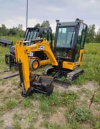 2022 JCB 19C-1 crawler excavator, front three-quarter view