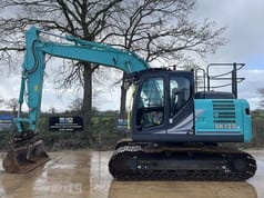 2023 Kobelco SK130LC-11 crawler excavator, side view 2023 Kobelco SK130LC-11 crawler excavator, side view