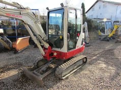 2021 Takeuchi TB225 V3 mini excavator, front three-quarter view