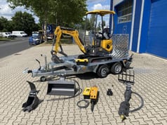 Berger Kraus BK1000JSR mini excavator on trailer with attachments Berger Kraus BK1000JSR mini excavator on trailer with attachments