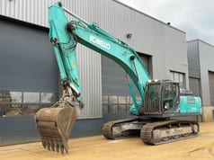 2018 Kobelco SK350LC-10 crawler excavator, side profile view