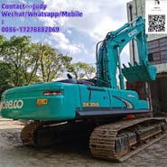 2019 Kobelco SK350 crawler excavator, rear three-quarter view 2019 Kobelco SK350 crawler excavator, rear three-quarter view