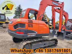 2024 Doosan DX80 mini excavator, rear three-quarter view 2024 Doosan DX80 mini excavator, rear three-quarter view