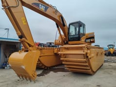 2020 Caterpillar 320C amphibious excavator, front three-quarter view