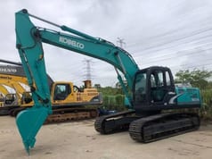 2024 Kobelco SK210 crawler excavator, front three-quarter view 2024 Kobelco SK210 crawler excavator, front three-quarter view