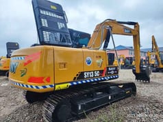 2022 Sany SY135C Pro crawler excavator, rear three-quarter view