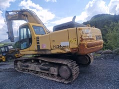 1999 Komatsu PC340NLC crawler excavator, rear three-quarter view