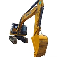 2021 Caterpillar 329D crawler excavator, front three-quarter view