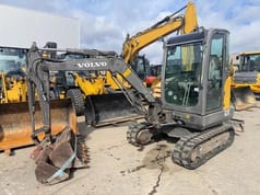 2012 Volvo EC27C mini excavator, front three-quarter view