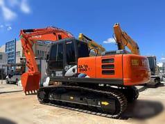 2019 Hitachi Zaxis 200 crawler excavator, rear three-quarter view 2019 Hitachi Zaxis 200 crawler excavator, rear three-quarter view