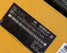 Caterpillar 349D2 crawler excavator identification plate