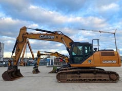 2017 CASE CX250D crawler excavator, side profile view