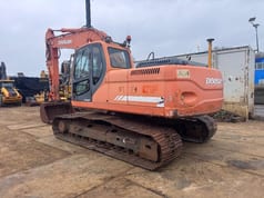 2008 Doosan DX225LC crawler excavator, rear three-quarter view