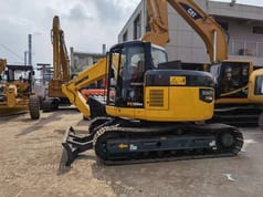 2018 Komatsu PC128US mini excavator, rear three-quarter view