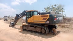 2026 Hyundai HX380L crawler excavator, rear three-quarter view 2026 Hyundai HX380L crawler excavator, rear three-quarter view