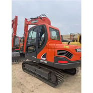 2023 Doosan DX80 mini excavator, rear three-quarter view