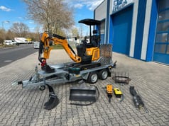 Berger Kraus BK1350JSR mini excavator on trailer with attachments Berger Kraus BK1350JSR mini excavator on trailer with attachments