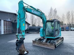2014 Kobelco SK75SR-3E mini excavator, front-side view