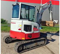 2024 Takeuchi TB 335 R mini excavator, rear three-quarter view