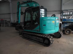 2014 Kobelco SK75SR-3E crawler excavator, rear three-quarter view