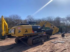 2019 Caterpillar 325D crawler excavator, rear three-quarter view