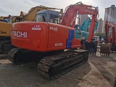 2014 Hitachi EX120-2 crawler excavator, rear three-quarter view