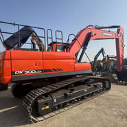 2023 Doosan DX300LCA crawler excavator, rear three-quarter view