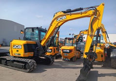 2022 JCB 90Z-2 crawler excavator, rear three-quarter view