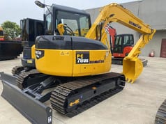 2024 Komatsu PC78US mini excavator, rear three-quarter view 2024 Komatsu PC78US mini excavator, rear three-quarter view