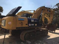 2018 Caterpillar 336D2 crawler excavator, rear three-quarter view