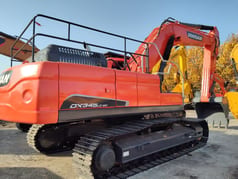 Doosan DX345LC-9C crawler excavator, rear three-quarter view