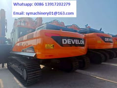 2026 Develon DX360LC crawler excavator, rear three-quarter view