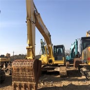 Komatsu PC220 crawler excavator, front view Komatsu PC220 crawler excavator, front view