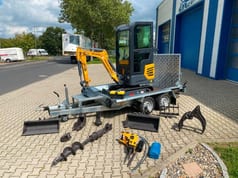 Minikoparka BK1250KSR Wraz z 2-OSIOWĄ NISKOPODWOZIOWĄ PRZYCZEPĄ I DUŻYM PAKIETEM WYPOSAŻENIA *Z 19% VAT*WYSIĘGNIK OBROTOWY*REGULOWANE PODWOZIE*NATYCHMIAST!*