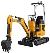 XCMG XE10E mini excavator, front three-quarter view
