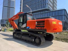 2015 Hitachi Zaxis 350LC crawler excavator, rear three-quarter view