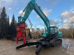 2020 Kobelco SK210LC-10E material handler, front three-quarter view
