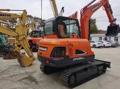 2022 Doosan DX55-9C mini excavator, rear three-quarter view
