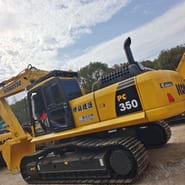2023 Komatsu PC350 crawler excavator, rear three-quarter view 2023 Komatsu PC350 crawler excavator, rear three-quarter view